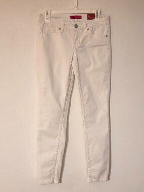 Guess White Low Rise Power Skinny Straight Leg Jeans